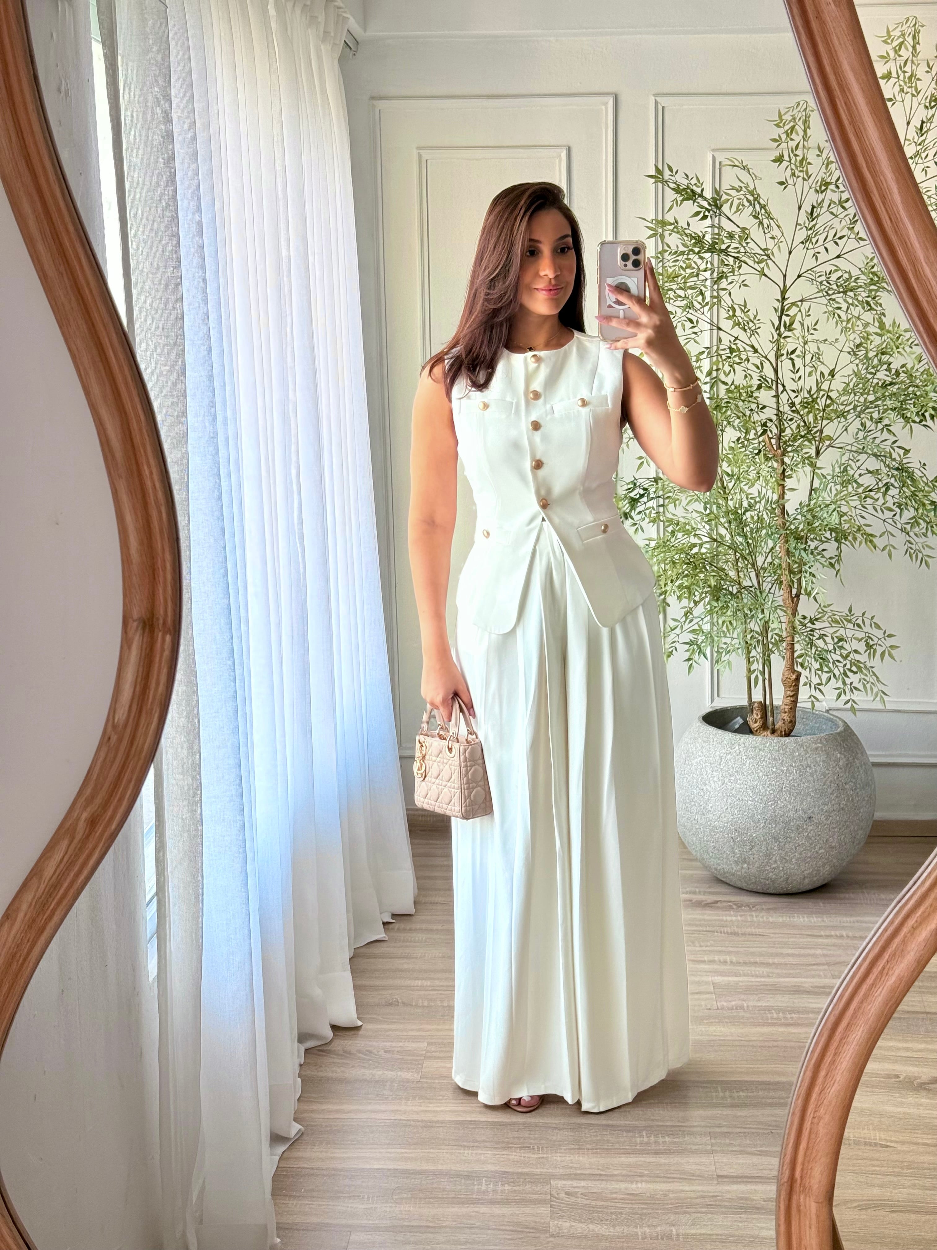 Blanc Pleated Pants