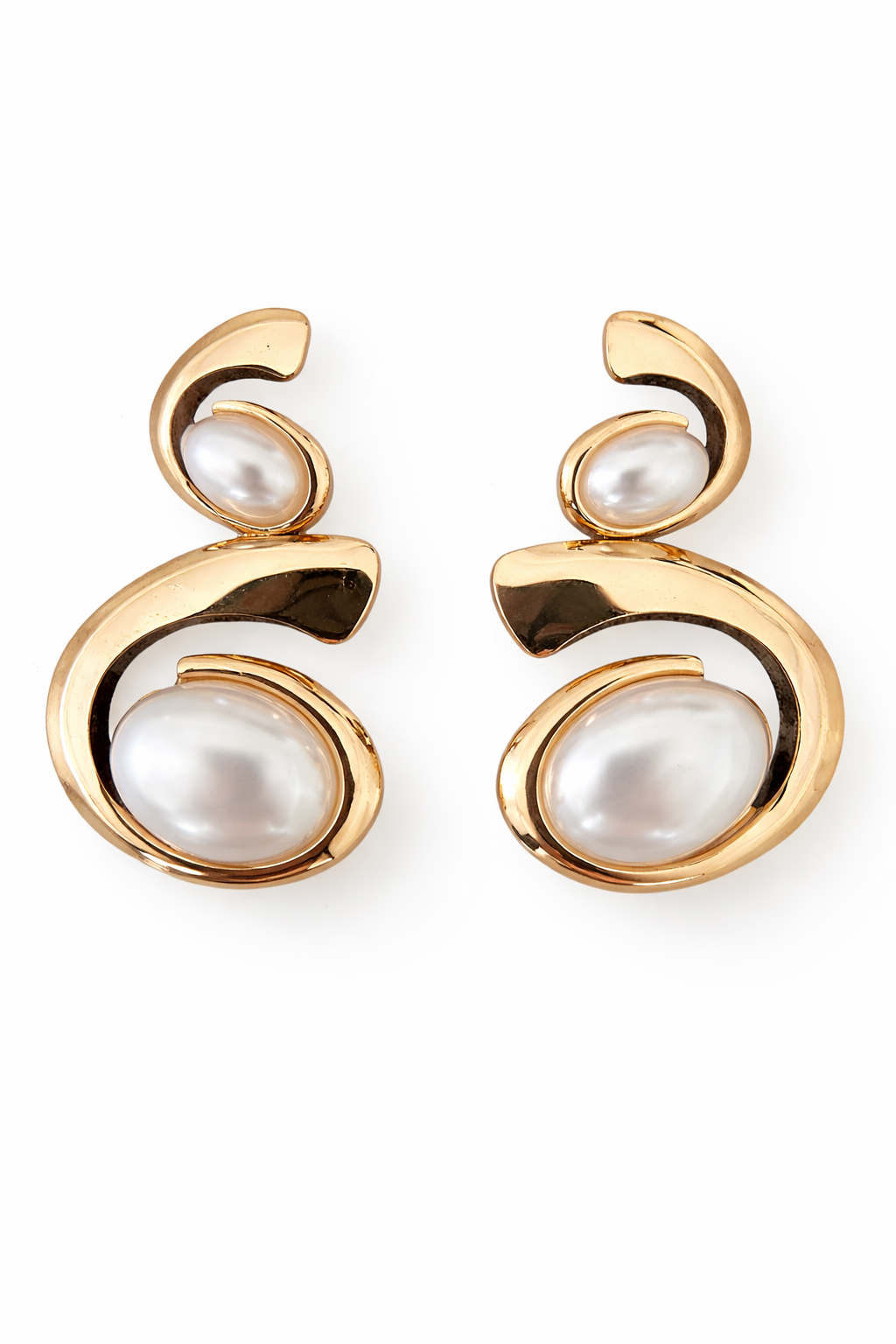 Pearl Twist Gold Earrings